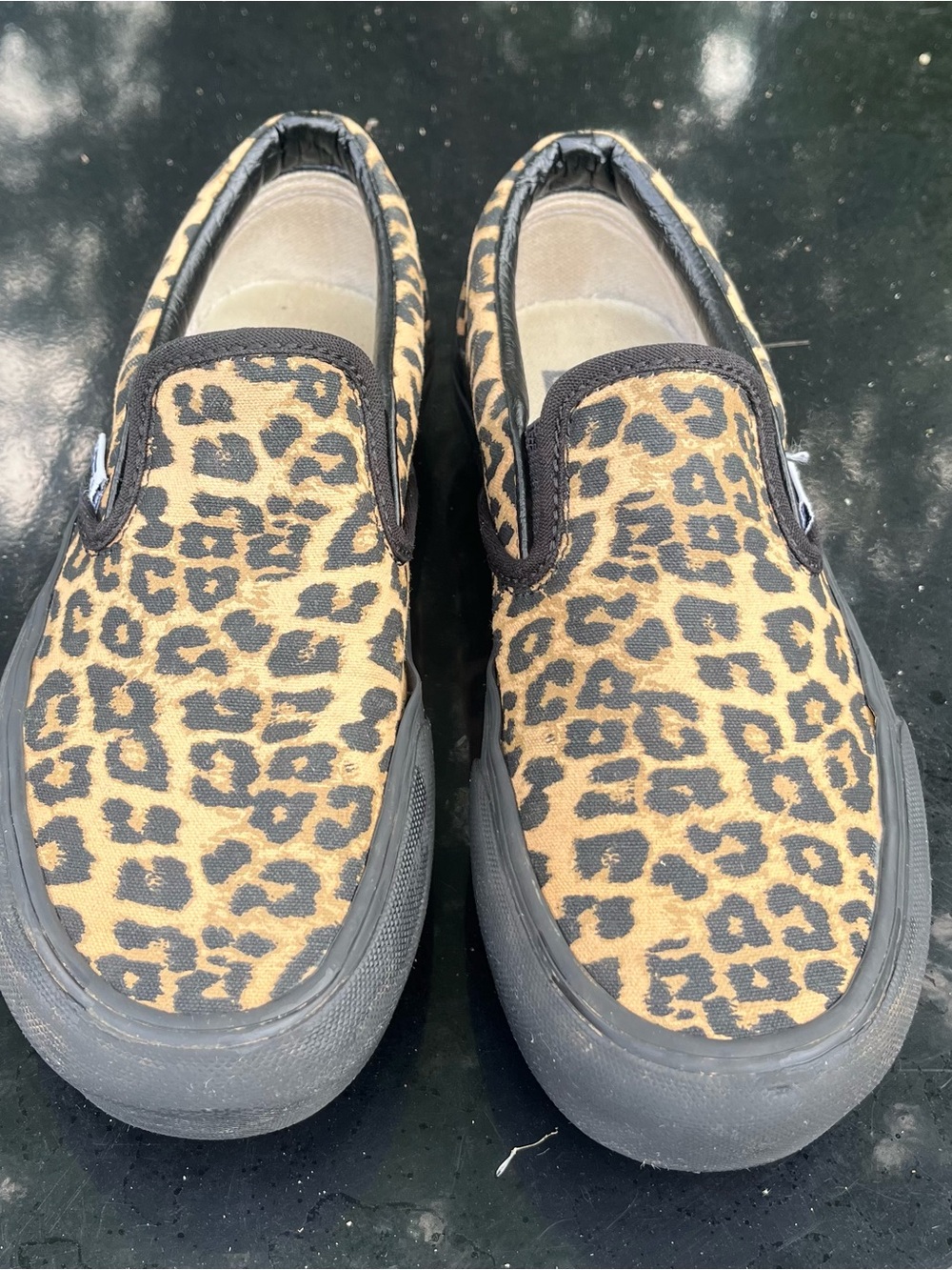 Vans Leopard Print Slip-On Loafers - Black & Tan size 6 - Picture 2 of 7